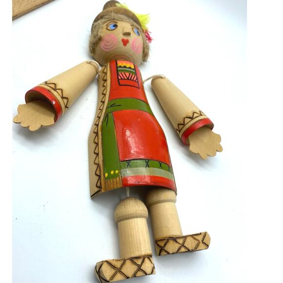 Vtg Beriozka‎ Russian Folk Art Hand Carved Wooden Articulated Doll Wall Hanging - Picture 3 of 6